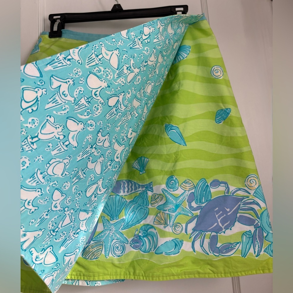 Lilly Pulitzer Lime Green Coastal Seashell Print A-Line Skirt,Sz: 8 - Picture 2 of 8